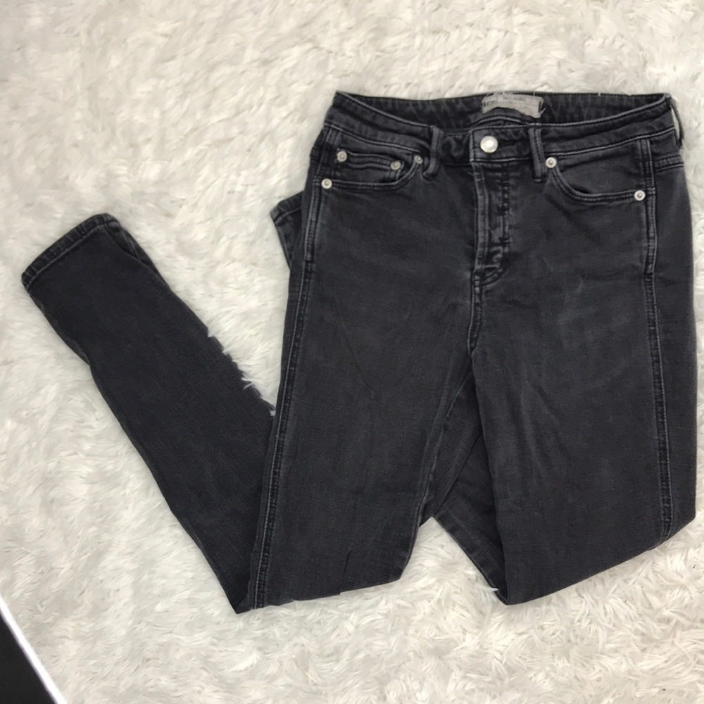 Free People Black Washed Denim Skinny Jeans